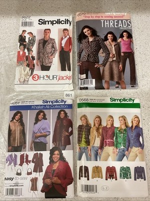 4 VINTAGE SIMPLICITY PATTERNS Women's Jackets Size 12 - 24W UNCUT