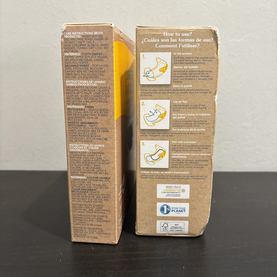 NUEVO Pañal de tela reutilizable Charlie Banana talla única + una caja de insertos reutilizables Foto 3 de 4