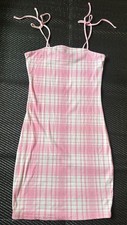 Women’s Pink Plaid Bodycon Mini Dress Size Small