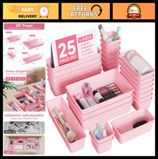 25 PCS Plastic Drawer Organizer Set - 4 Sizes for Makeup, Jewelry, Desk Bathro