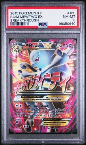 PSA 8 NM-MT M Mewtwo EX Breakthrough Full Art Holo 2015 Pokemon XY 160/162