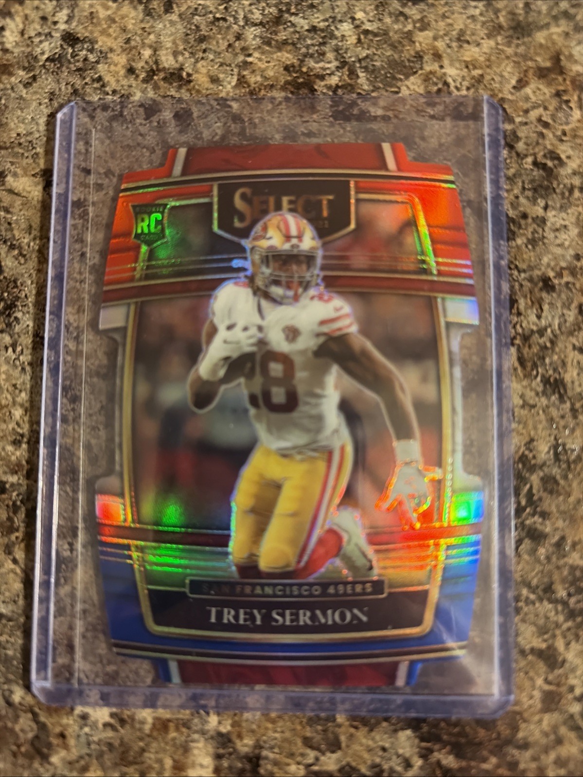 2021 Panini Select - Concourse Trey Sermon #68 Red & Blue Prizm Die-Cut (RC)