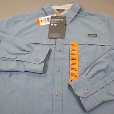 Eddie Bauer Guide Button Shirt Men XXL Blue Performance Tech Long Sleeve Outdoor