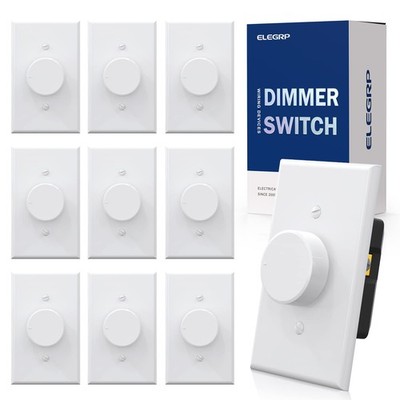Dimmer Switch Rotary Digital LED CFL Incandescent 10 Pack White ELEGRP Rotating