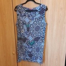 Joe Browns Tunic 100% Viscose Floral Paisley Bohemian Flowy Size 14 Blue