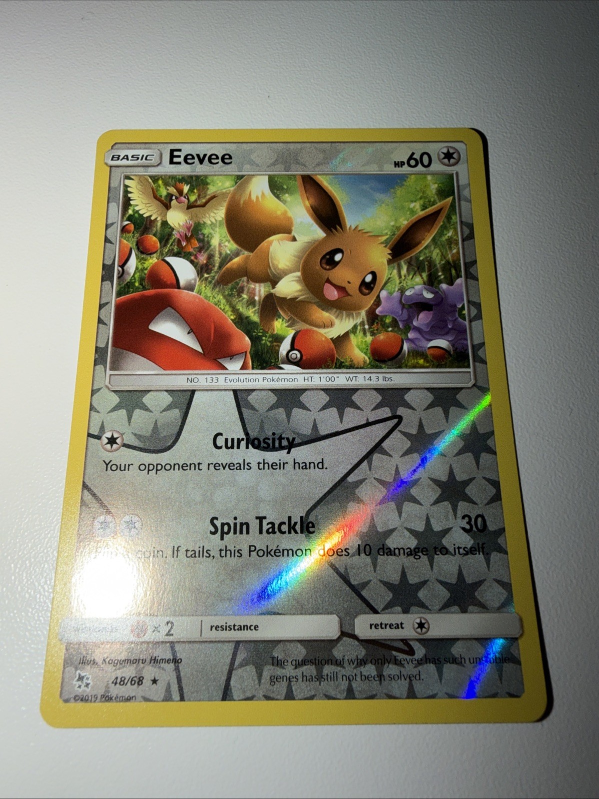 Eevee 48/68 - Hidden Fates - Reverse Holo Rare Pokemon Card - Near Mint