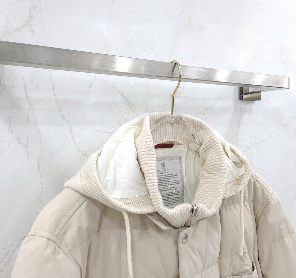 Brunello Cucinelli Beige Down Padding Hoodie Jack… - image 3