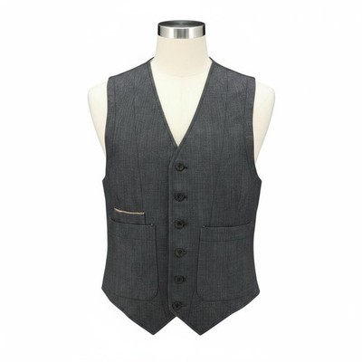 Nudie Jeans Eino Broken Selvage Men's Vest XS Blue Buttons Lined Pockets