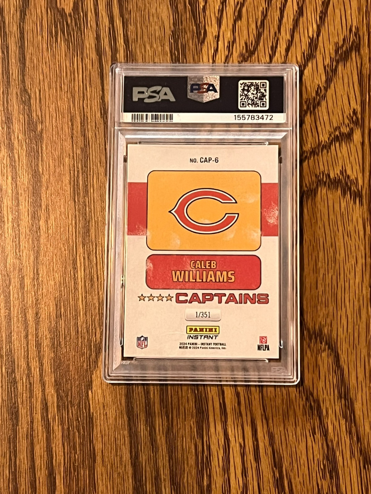 2024 PANINI INSTANT NFL CAPTAINS #CAP6 CALEB WILLIAMS RC PSA 9 view 2