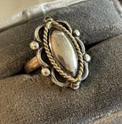 Vintage Mexican 925 Sterling Silver Concho Shape Brass Accent Ring 8.8g - Sz 7.5