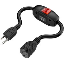 Inline On/Off Switch Extension Cord 3-Prong Household Plug