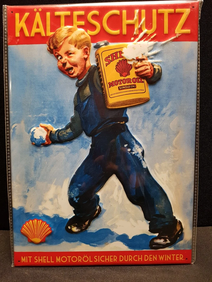 Shell Blechschild Kälteschutz lim. Edition Motiv 1937 20x30 cm Aufl. 5.820 - Bild 1 von 2