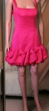 S Fushia red  cocktail dress dress  strappy  semi corset bodice puffy hem