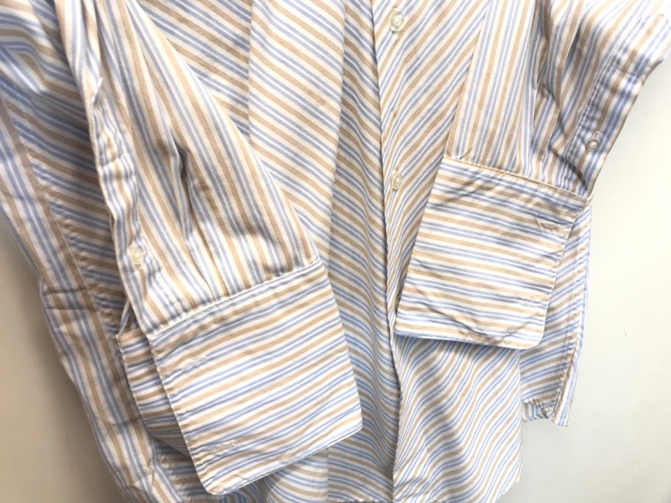 Valentino Italy Mens Striped Dress Shirt Size 15 1/2 - 34/35 French Cuff - Image 4 of 4