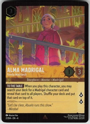 Disney Lorcana Alma Madrigal Family Matriarch 2/204 Ursula's Return NM Cold Foil