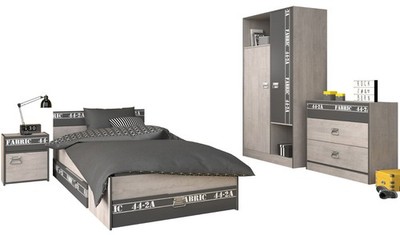 Jugendzimmer Set Fabric 1 Parisot Kleiderschrank  Kommode Bett 90cm Kinderzimmer