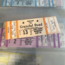 GRATEFUL DEAD TICKET  1978 MINT - CURTIS HIXON HALL TAMPA FLORIDA GARCIA WEIR 