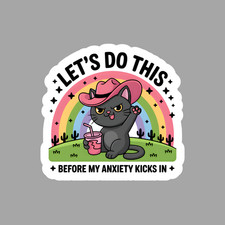 Black Cat Sticker Vinyl Decal Lets Do This Before My Anxiety Kicks In
