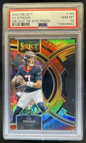 2023 Select C.J. Stroud RC Tie Dye Prizm Die Cut Premier Level #/25 PSA 10