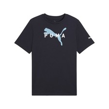 PUMA Robust Graphic Crew Neck Short Sleeve T-Shirt Mens Blue Casual Tops 6898470