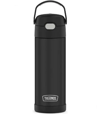 THERMOS FUNTAINER 16 Oz Stainless Steel Vacuum Insulated Bottle, BLACK, NEW