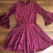 vtg Fairy Grunge Whimsigoth Dress 3/4 90s Y2k bell sleeves Mini Velvet