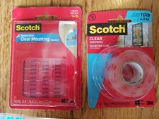 CLEAR MOUNTING SQUARES or TAPE Scotch NEW Adhesive Indoor