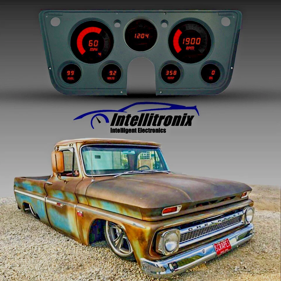 Chevy Truck 1967-1972 tablero digital LED blanco Intellitronix DP6003W hecho en EE. UU.! Foto 3 de 4