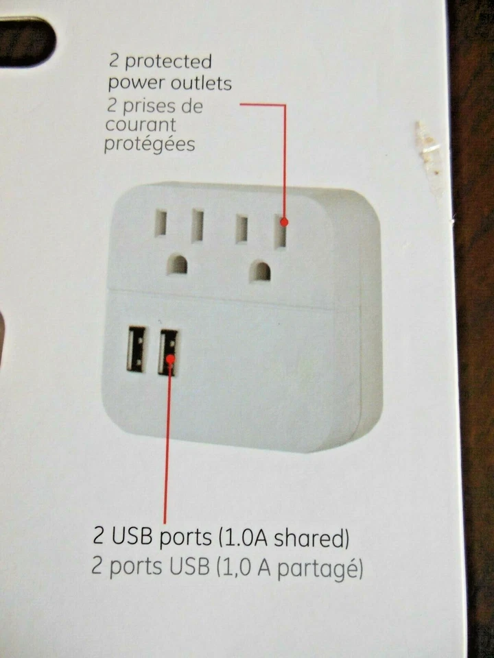 GE - SURGE  PROTECTOR / USB -CHARGER - Plugs into Existing Outlet * Free Shipp. - Image 3 of 4