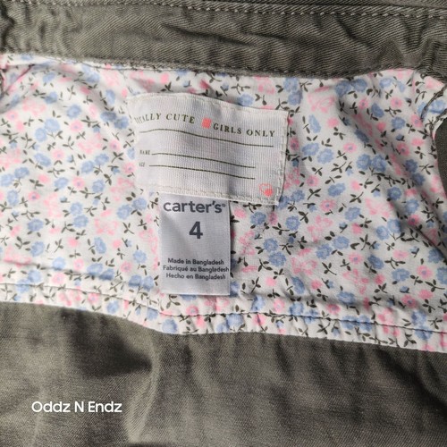 Girls Olive Green Military Style Jacket Size 4 By Carters With Embroidered Patch - Picture 4 of 11