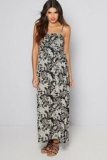 B.You Black & White Mono Print Bandeau Maxi Dress New