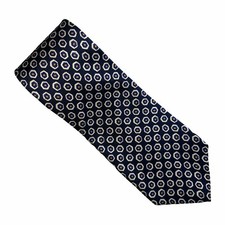 Lauren Ralph Lauren Navy Geometric Hand Finished 100 Silk Necktie Made in USA
