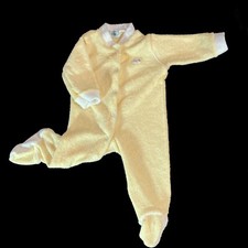 80s Vtg Izod Lacoste Baby Sleeper Newborn to 11 lb Yellow Infant 1 Pc Terry PJ