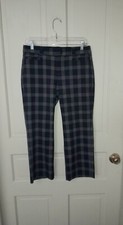 VGC Banana Republic Logan Crop sz 2S Mid Rise Navy Blue Beige Check Pants