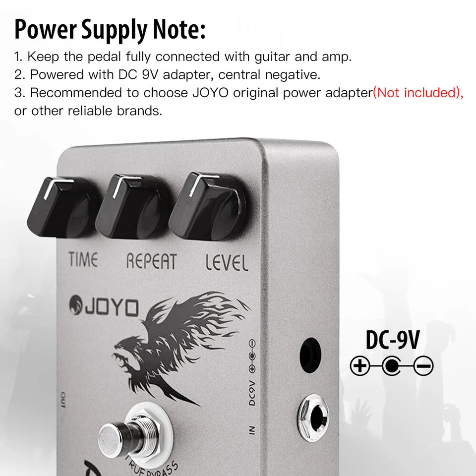 JOYO Digital Delay Guitar Pedal Rango Verdadero Bypass Tiempo/Repetición/Nivel Caja Abierta Foto 4 de 4