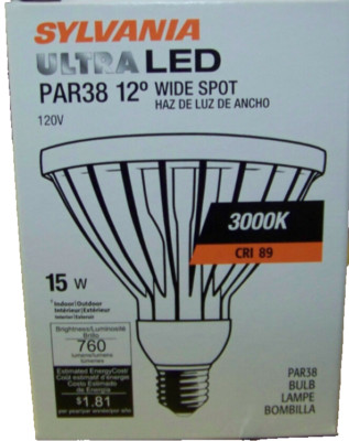 LED WIDE SPOT SYLVANIA ULTRA LED15/PAR38/830/WSP12 COMMERCIAL GRADE MODEL #78006