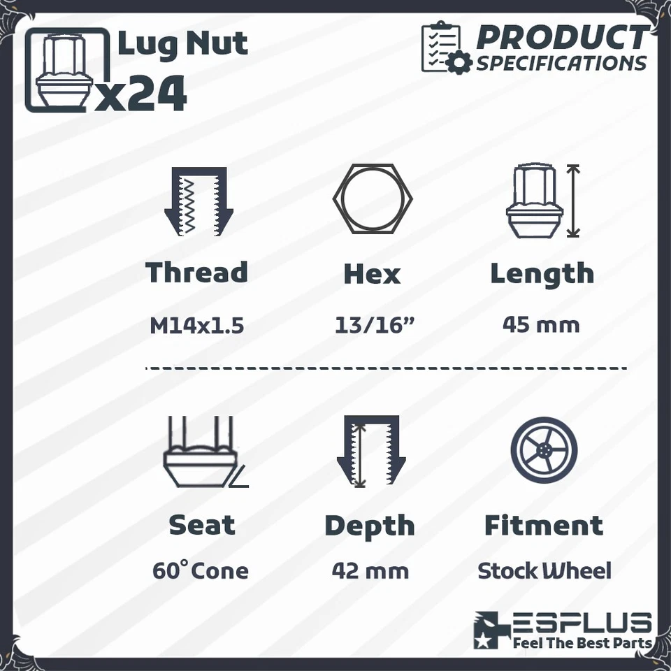 Tuerca de asiento cónica negra M14x1,5 apta para Ford 2015-26 Expedition/F150/Lobo Foto 2 de 4