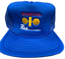Vintage Komatsu Trucker Hat Cap Snapback Coal Mining Rish Equipment 90s Y2K Blue