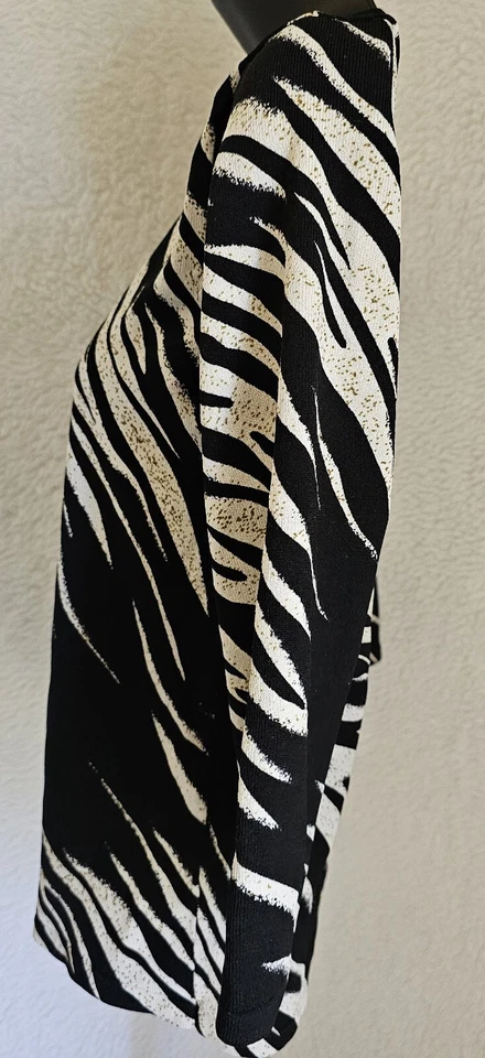 Camisa Top Blusa Joseph A Mujer Talla M Mediana Negra Blanca Cebra Foto 4 de 4