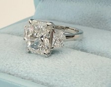 3.50 Carat D VS1 Platinum Radiant Cut Lab Grown Diamond Ring IGI Certified