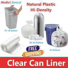 CLEAR Garbage Bags Office Household Storage Roll Trash Bag 12-16 Gln, 33 Gallons