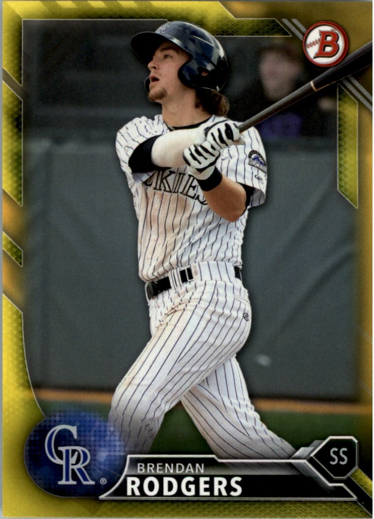 2016 Bowman Prospects Yellow BP-100 Brendan Rogers Colorado Rockies