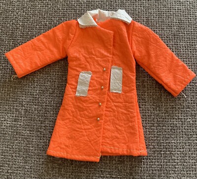 Vintage 1969 Shillman Rain Faux Leather Orange Coat Barbie