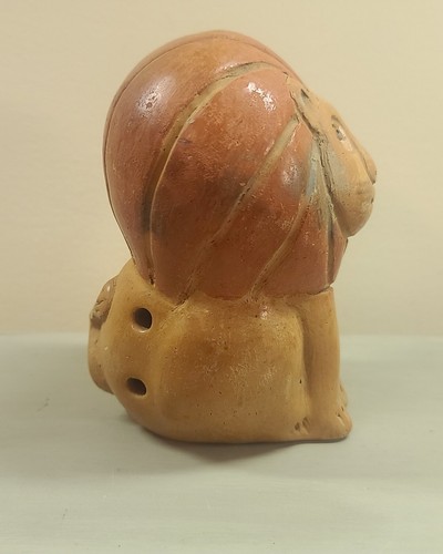 Vintage Pottery Redware Terracotta Clay Lion Whistle Ocarina Handmade *WORKS* - Picture 2 of 5