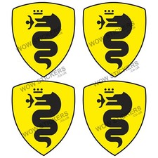 Car sticker x4 Alfa Romeo Yellow Shield 75x75mm decals Car bumper window panel