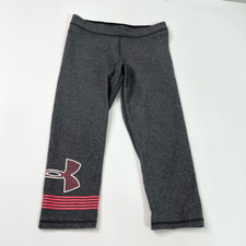 Under Amour Leggings Womens Small Cropped Graphic Capri Gray Elastic Band