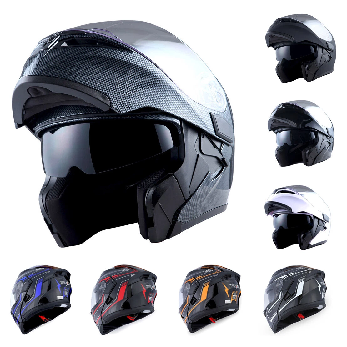 1Storm Motorcycle Full Face Helmet Modular Flip up Dual Shield Inner Sun  Visor