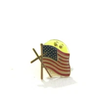 USA American Flag Lapel Pin Enamel 15 mm Gold Tone