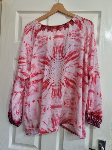Noughts And Kisses Pink Embellished Beach Cover Up Kaftan Tye Dye Boho One Size - Picture 5 of 6