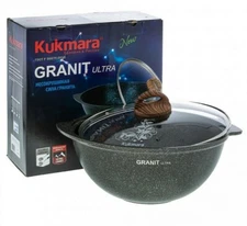 4.8 qt KUKMARA Non-Stick Aluminum Kazan w/Glass Lid for Pilaf Plov Uzbeki Dish